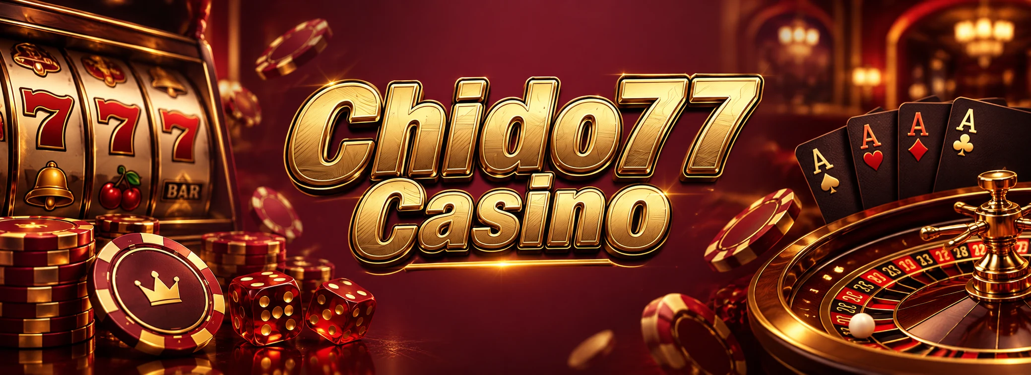 Banner de Chido77 Casino con el bono del 300% de recarga y $77 MXN por descargar la app